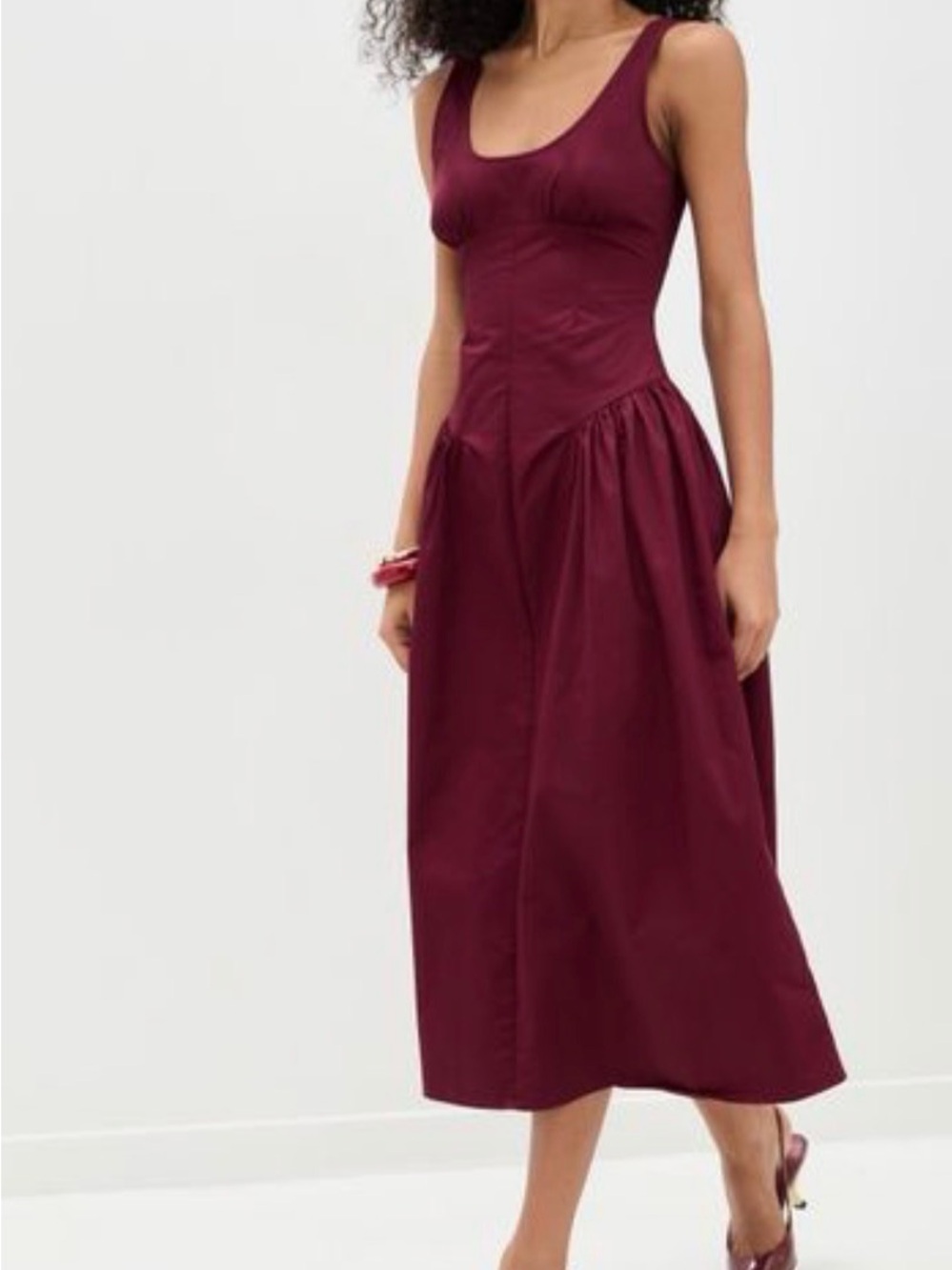 Lioness Burgundy Scoop-Neck Midi Dress NWT - Picture 5 of 11